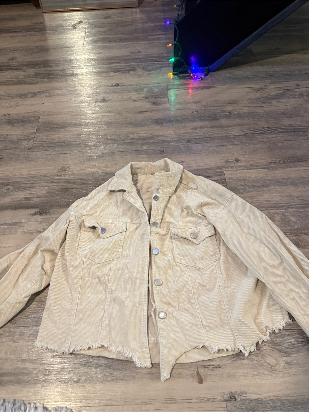 Altar'd State Light Beige Cropped Corduroy Jacket